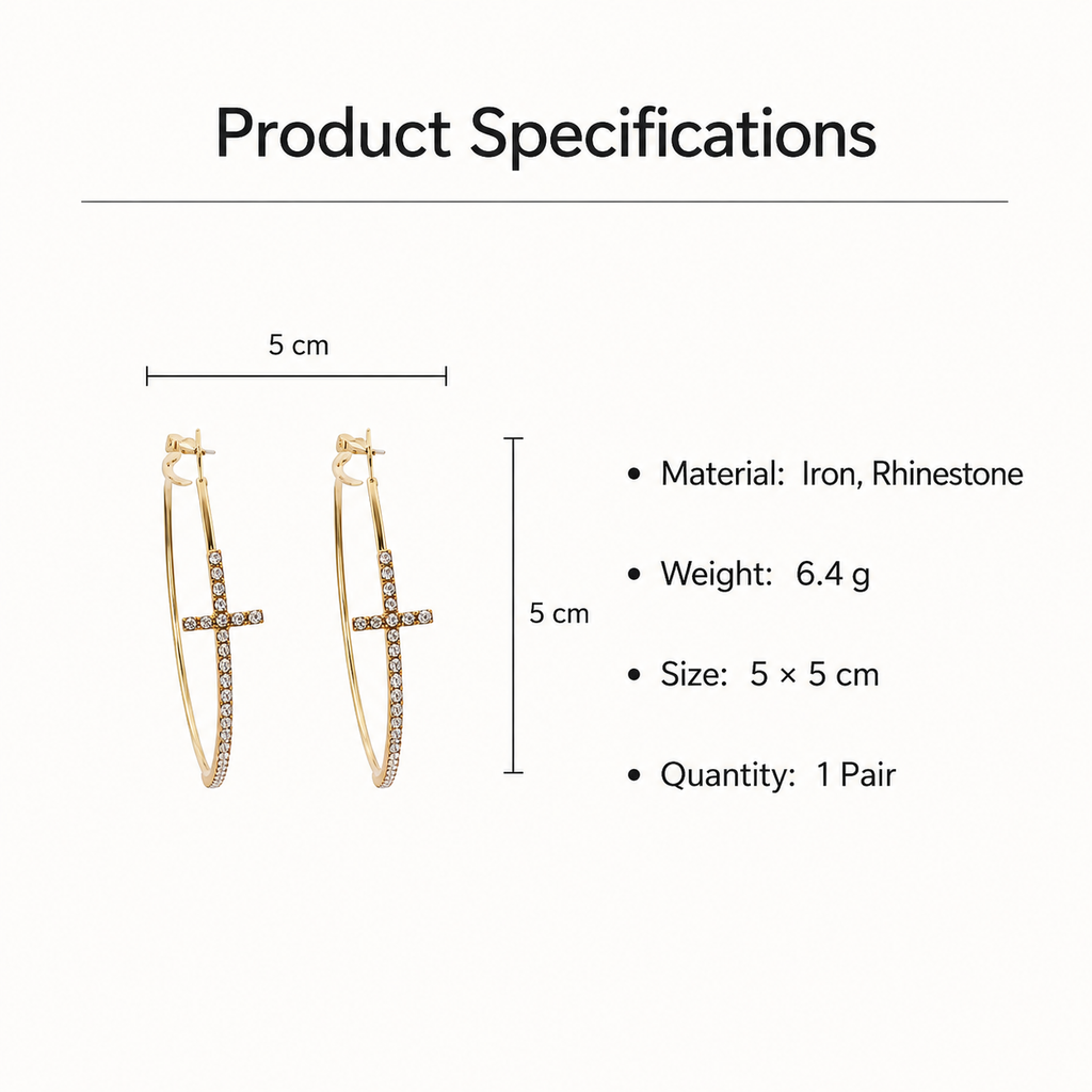Crystal Cross Hoop Earrings for Women | Glow Drop Jewelry