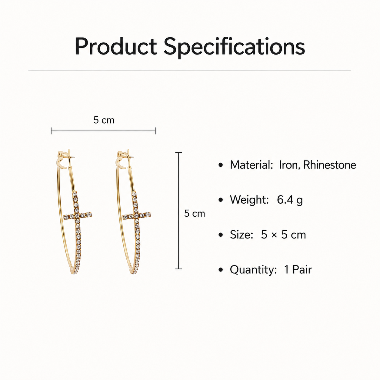 Crystal Cross Hoop Earrings for Women | Glow Drop Jewelry