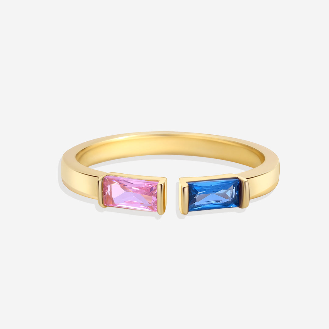 Adjustable Double Birthstone Ring