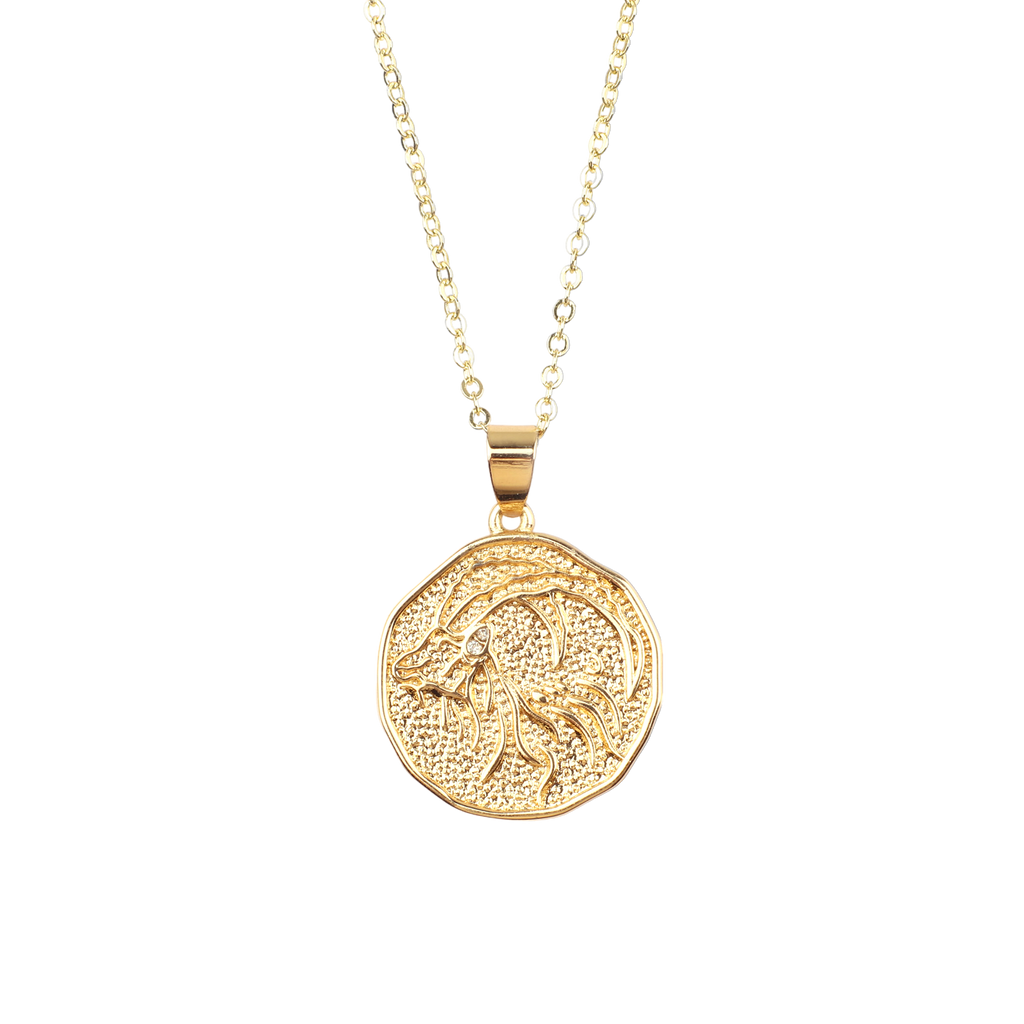 Astrological Sign Coin Pendant Necklace