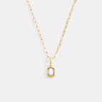 Baguette Birthstone Charm Necklace