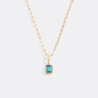 Baguette Birthstone Charm Necklace