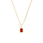 Baguette Birthstone Charm Necklace