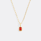 Baguette Birthstone Charm Necklace