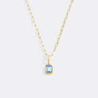 Baguette Birthstone Charm Necklace
