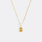 Baguette Birthstone Charm Necklace