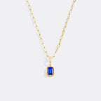 Baguette Birthstone Charm Necklace