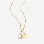 Baguette Birthstone & Initial Necklace