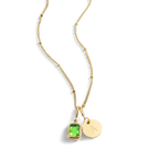 Baguette Birthstone & Initial Necklace