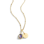Baguette Birthstone & Initial Necklace