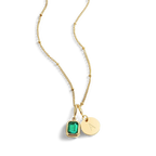 Baguette Birthstone & Initial Necklace