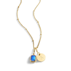 Baguette Birthstone & Initial Necklace
