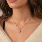 Baguette Birthstone Charm Necklace