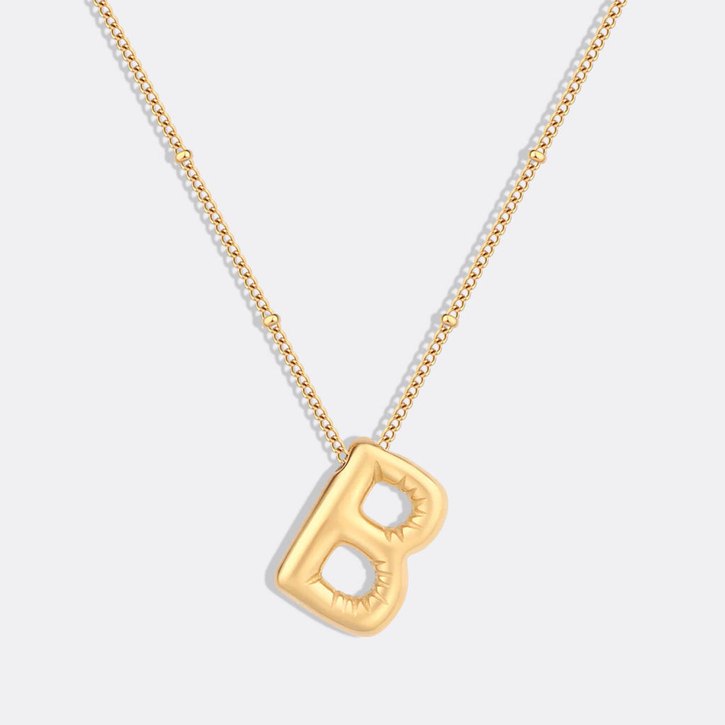 Balloon Initial Necklace with Satellite Chain