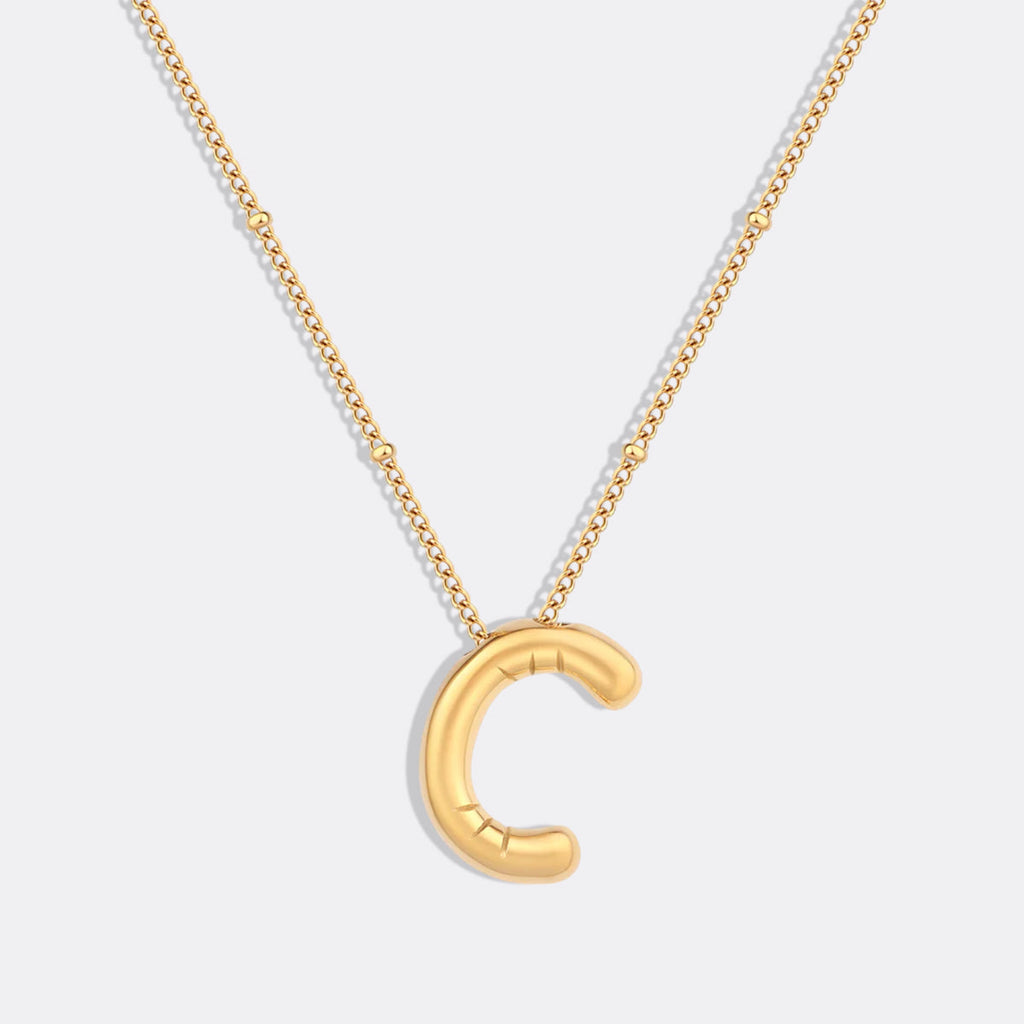Balloon Initial Necklace with Satellite Chain