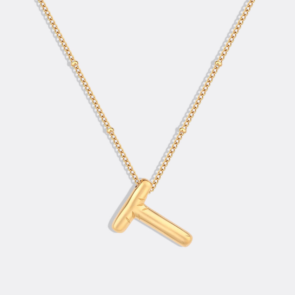 Balloon Initial Necklace with Satellite Chain
