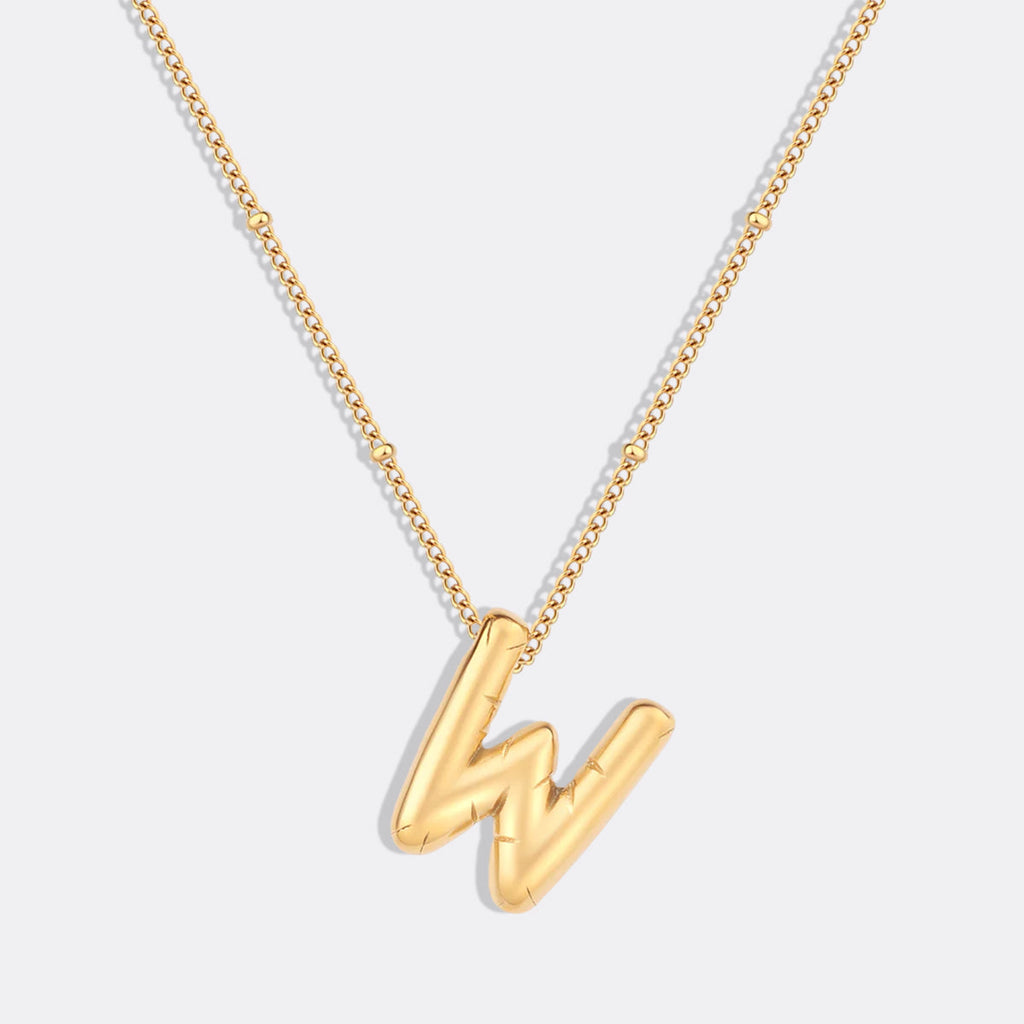 Balloon Initial Necklace with Satellite Chain