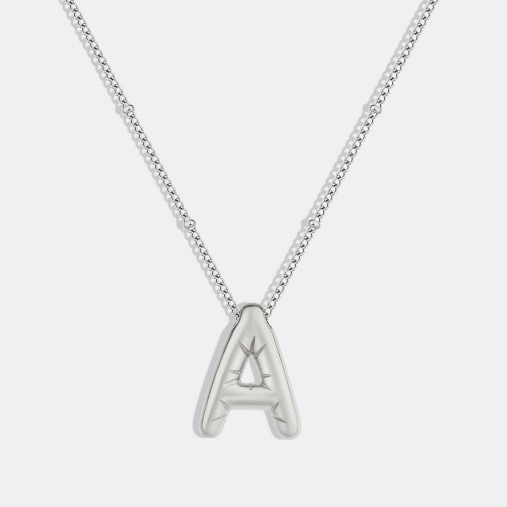 Balloon Initial Necklace with Satellite Chain