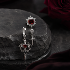 Crimson Gothic Ear Trio – Silver-Tone Red Crystal Earring Set