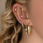Retro Teardrop Chain Ear Stack – Gold-Tone Brass & Zircon 8-Piece Set