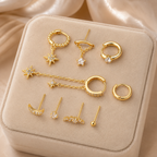Milky Way – Gold-Tone Zircon Celestial Ear Stack, 9-Piece Set