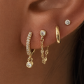 Golden Glow 4-Piece Curated Ear Stack Set – Crystal Huggie, Chain Drop, Hoop & Stud