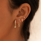Golden Glow 4-Piece Curated Ear Stack Set – Crystal Huggie, Chain Drop, Hoop & Stud