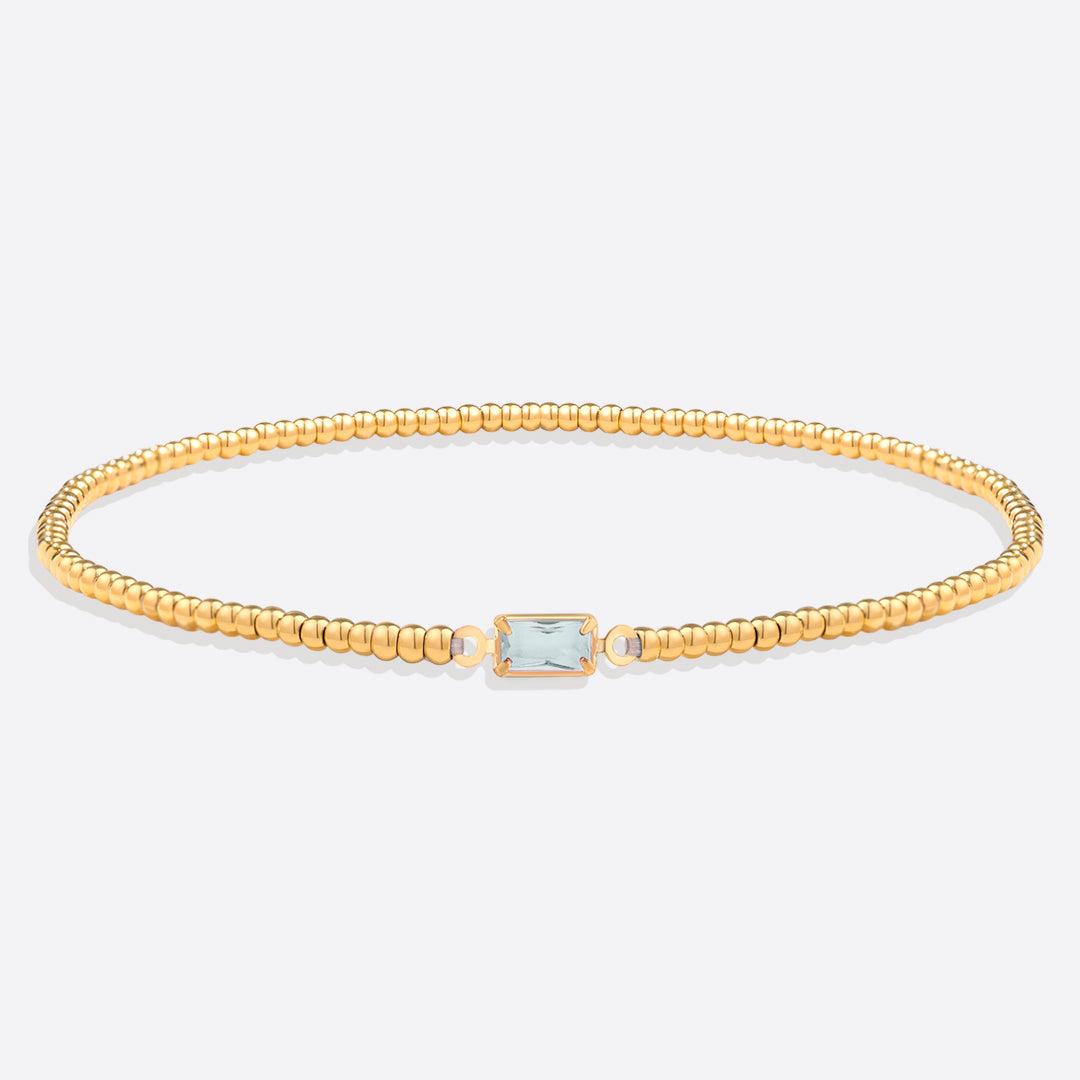 Gold Beaded Birthstone Bracelet