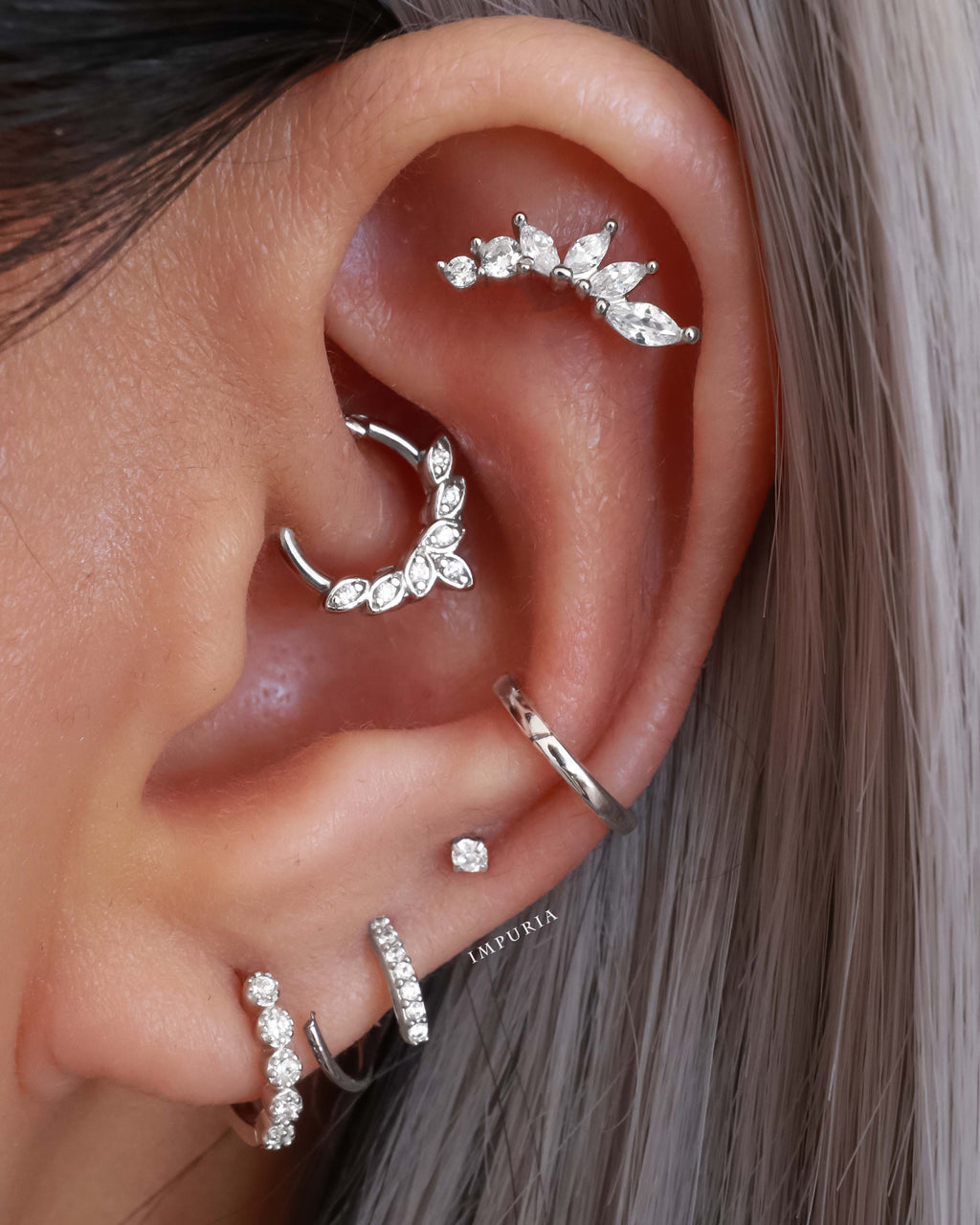Dynasty Cluster Flat Back Stud Earring