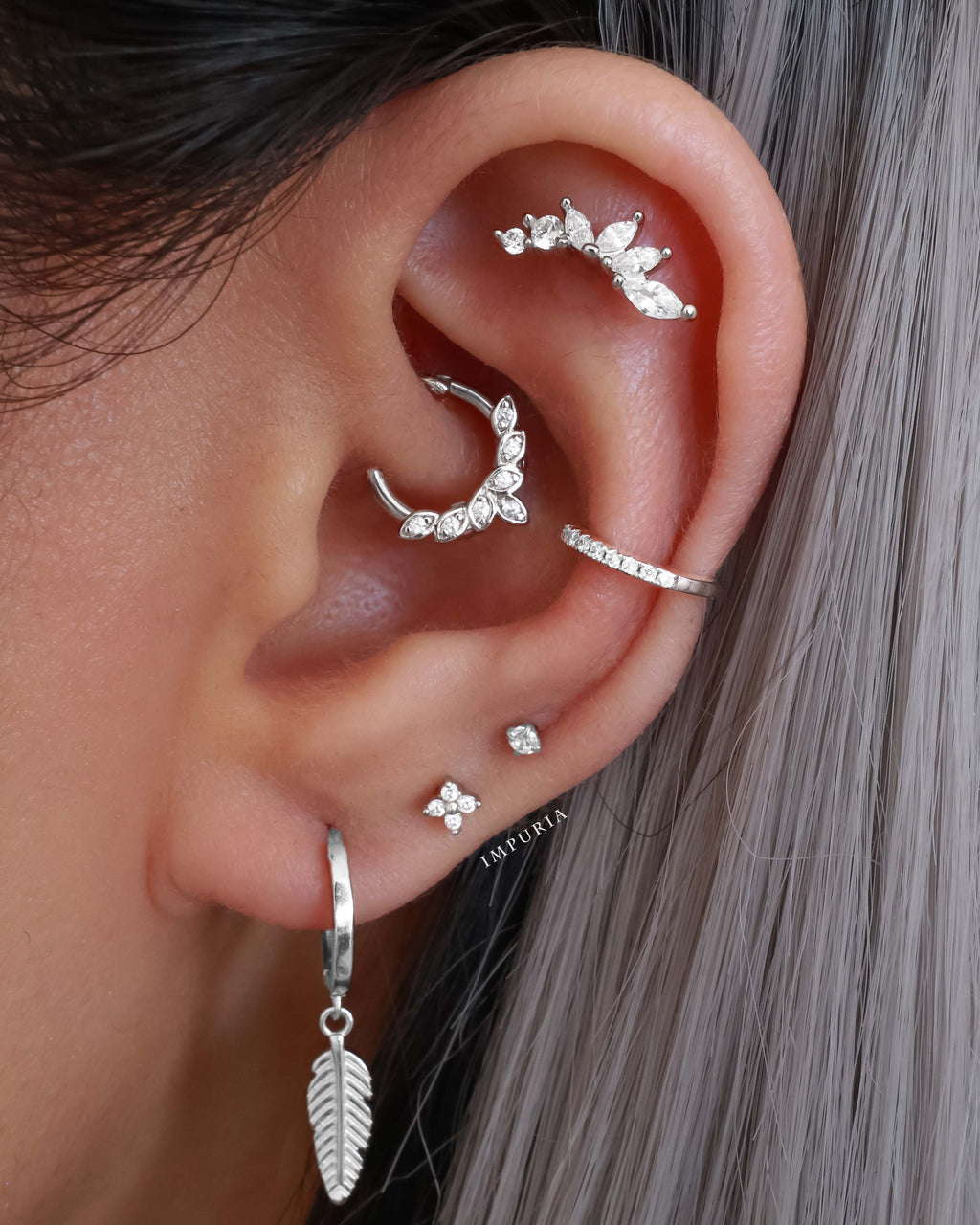 Dynasty Cluster Flat Back Stud Earring