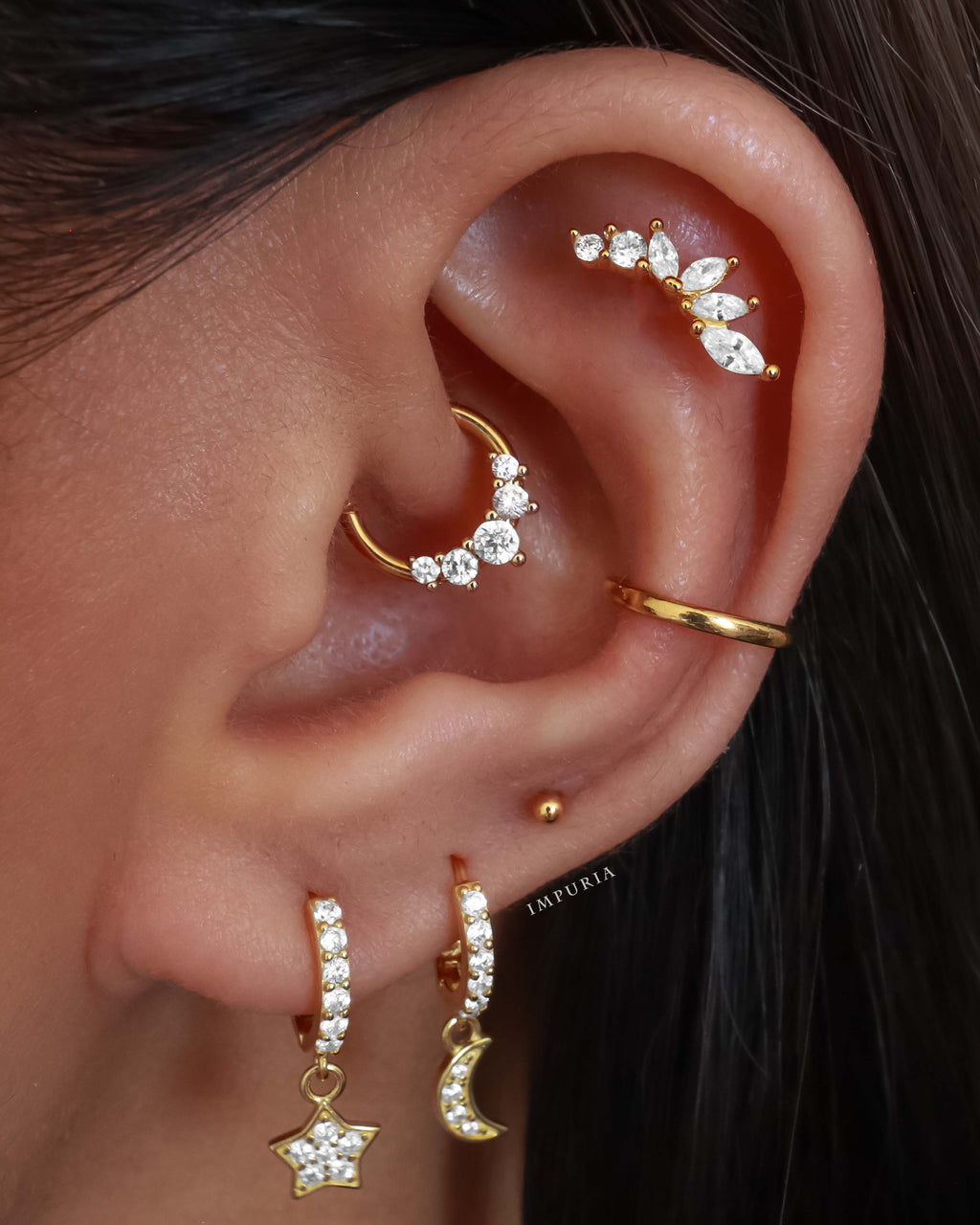 Dynasty Cluster Flat Back Stud Earring