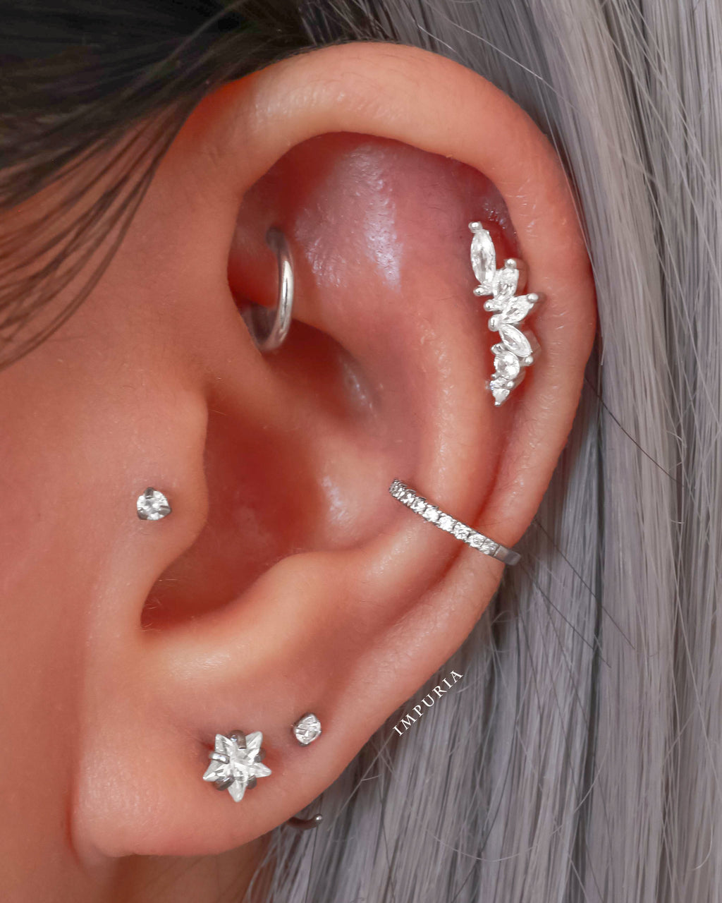Dynasty Cluster Flat Back Stud Earring