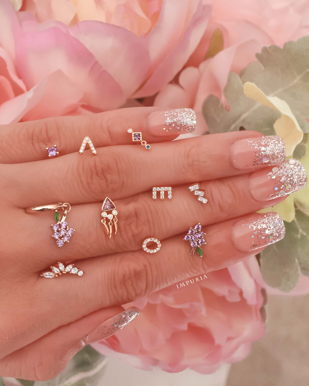 Dynasty Cluster Flat Back Stud Earring