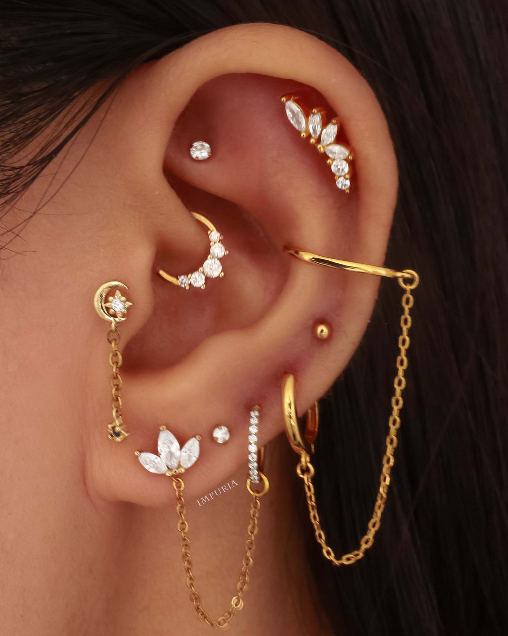 Dynasty Cluster Flat Back Stud Earring