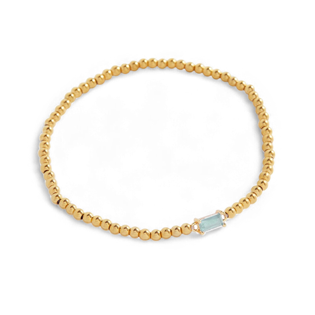 Gold Beaded Birthstone Bracelet