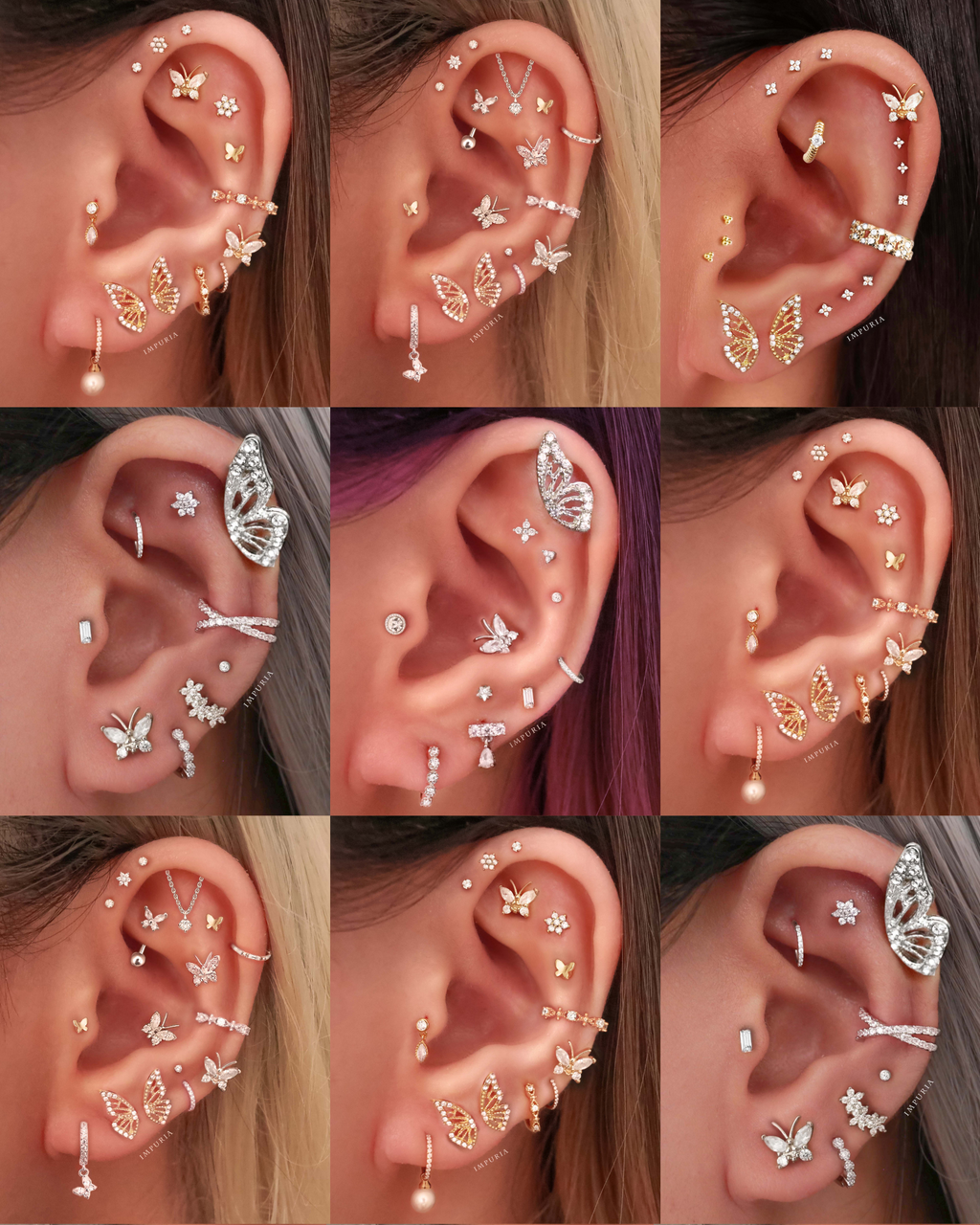 Flutter Butterfly Wings Double Stud Earrings