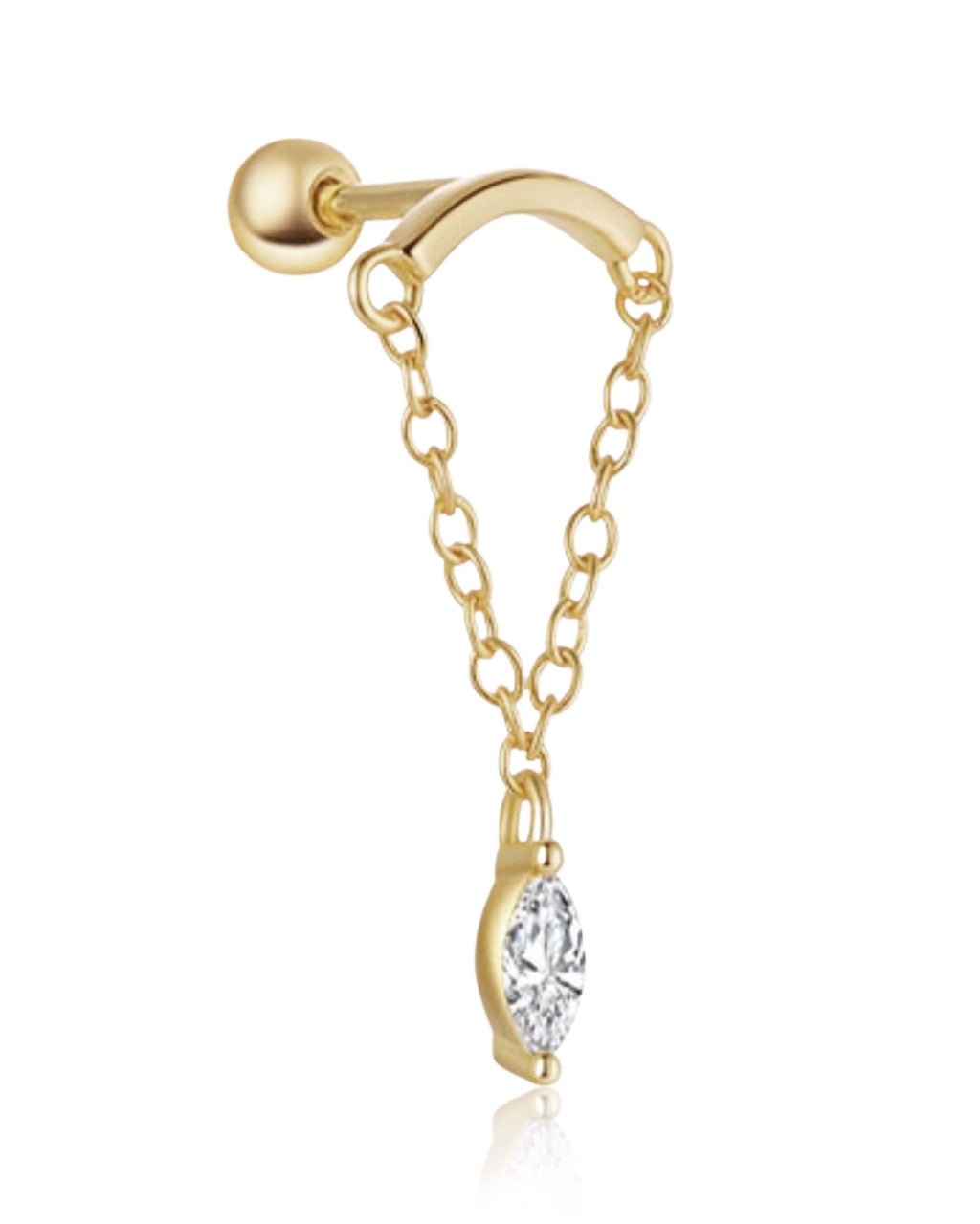 Absolute Hidden Helix Flat Back Stud Earring
