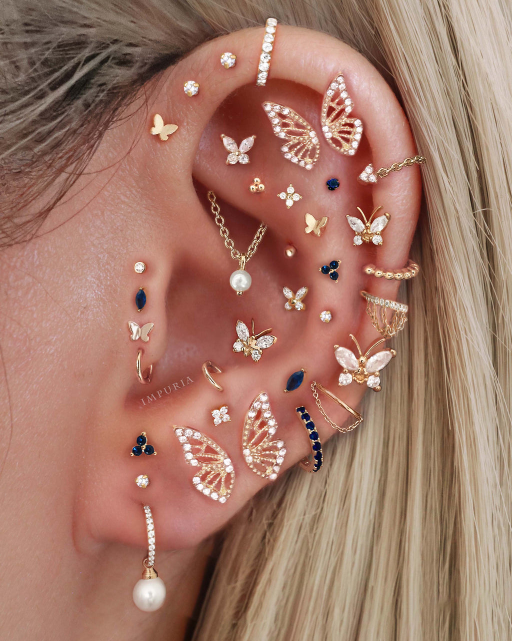Flutter Butterfly Wings Double Stud Earrings