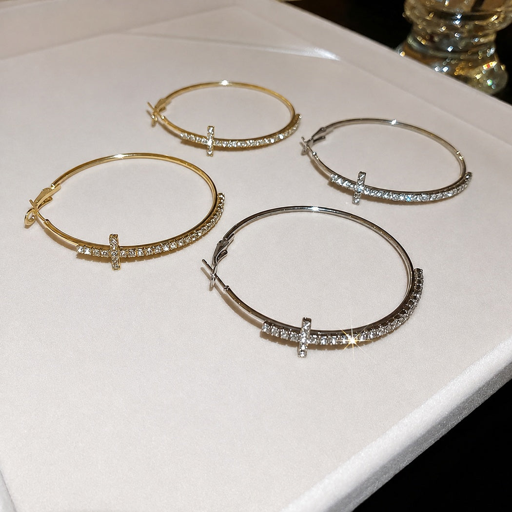 Crystal Cross Hoop Earrings for Women | Glow Drop Jewelry