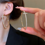Crystal Cross Hoop Earrings for Women | Glow Drop Jewelry