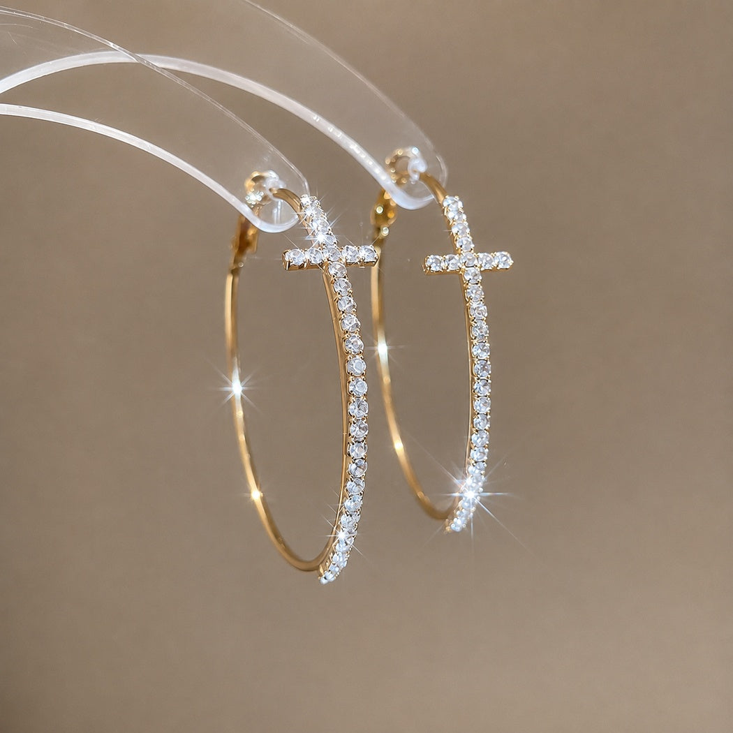 Crystal Cross Hoop Earrings for Women | Glow Drop Jewelry