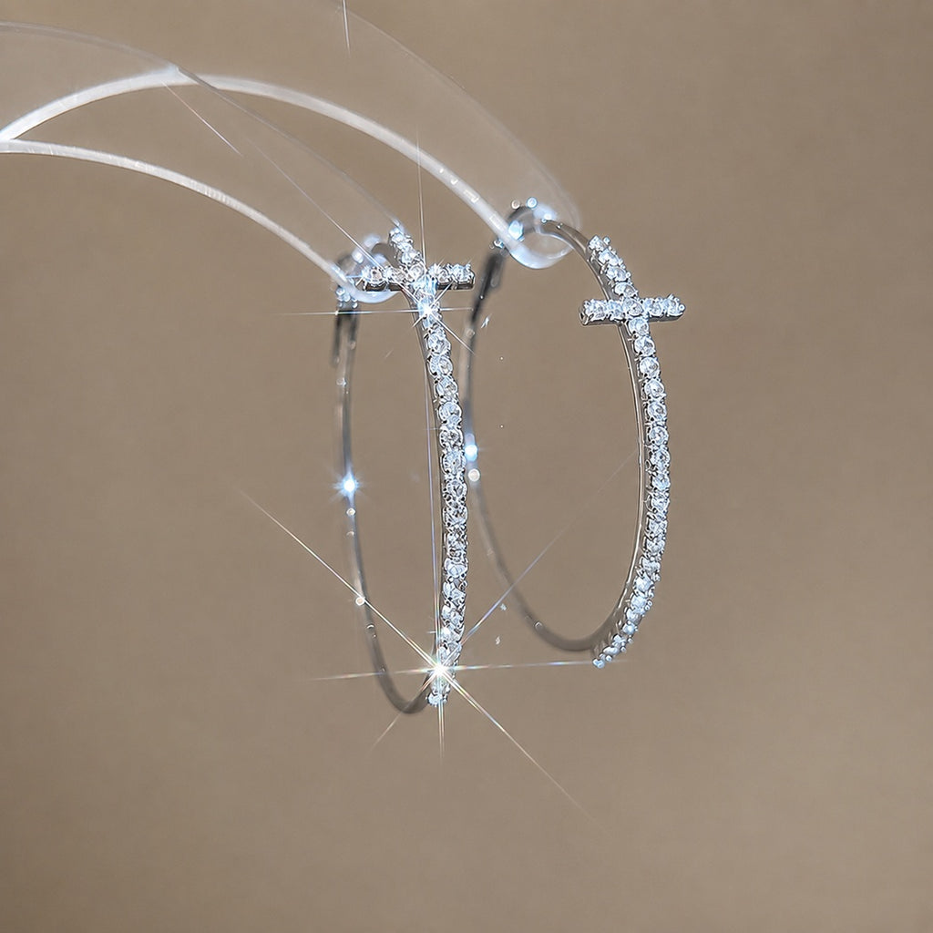 Crystal Cross Hoop Earrings for Women | Glow Drop Jewelry