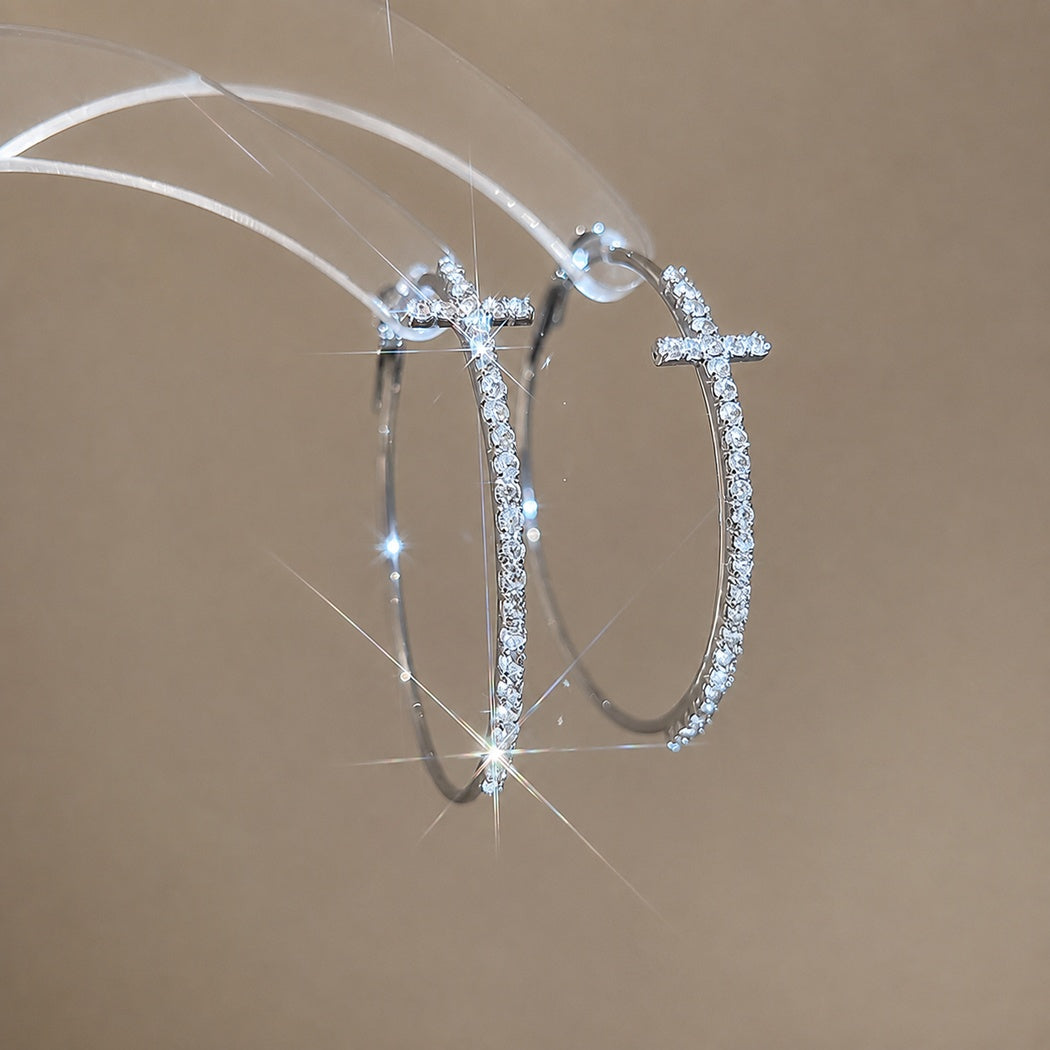 Crystal Cross Hoop Earrings for Women | Glow Drop Jewelry