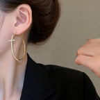 Crystal Cross Hoop Earrings for Women | Glow Drop Jewelry