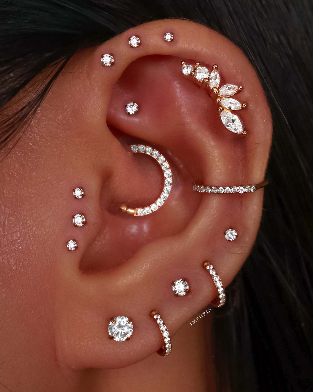 Dynasty Cluster Flat Back Stud Earring