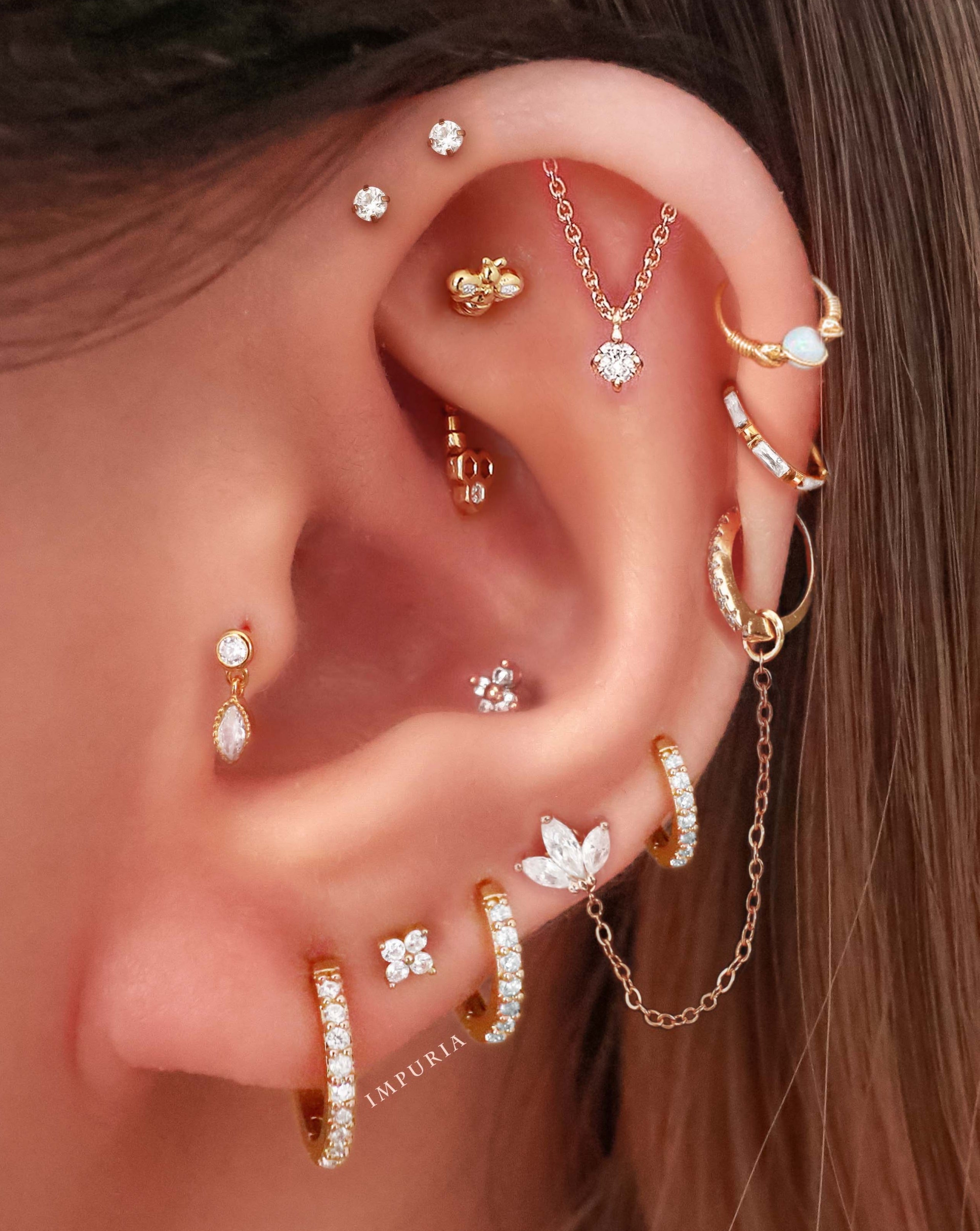 Absolute Hidden Helix Flat Back Stud Earring