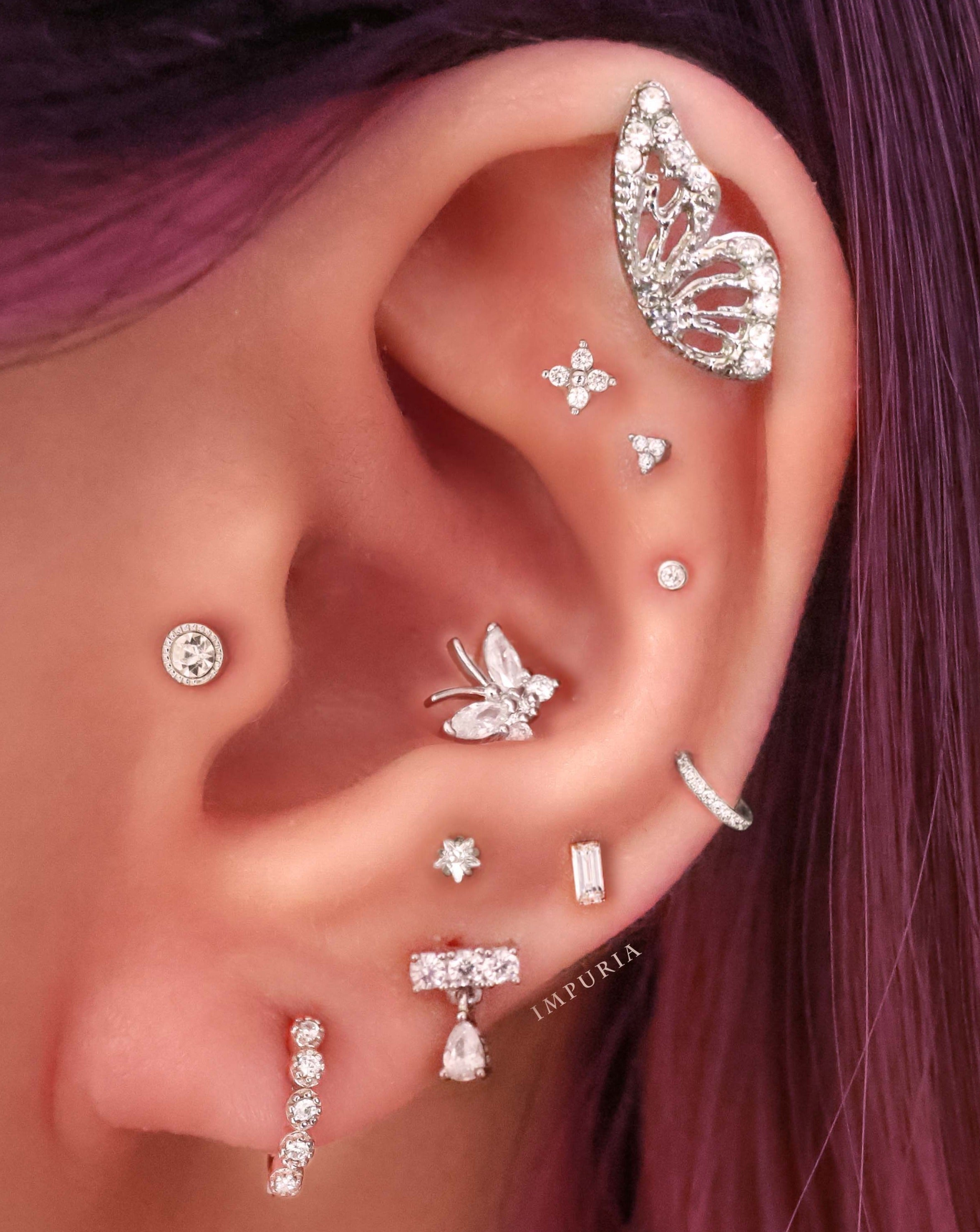 Flutter Butterfly Wings Double Stud Earrings