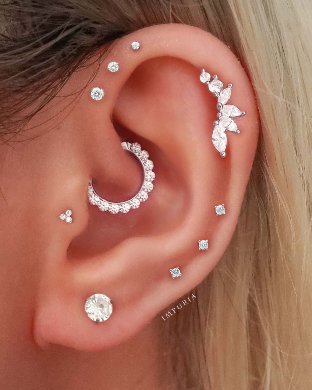 Dynasty Cluster Flat Back Stud Earring
