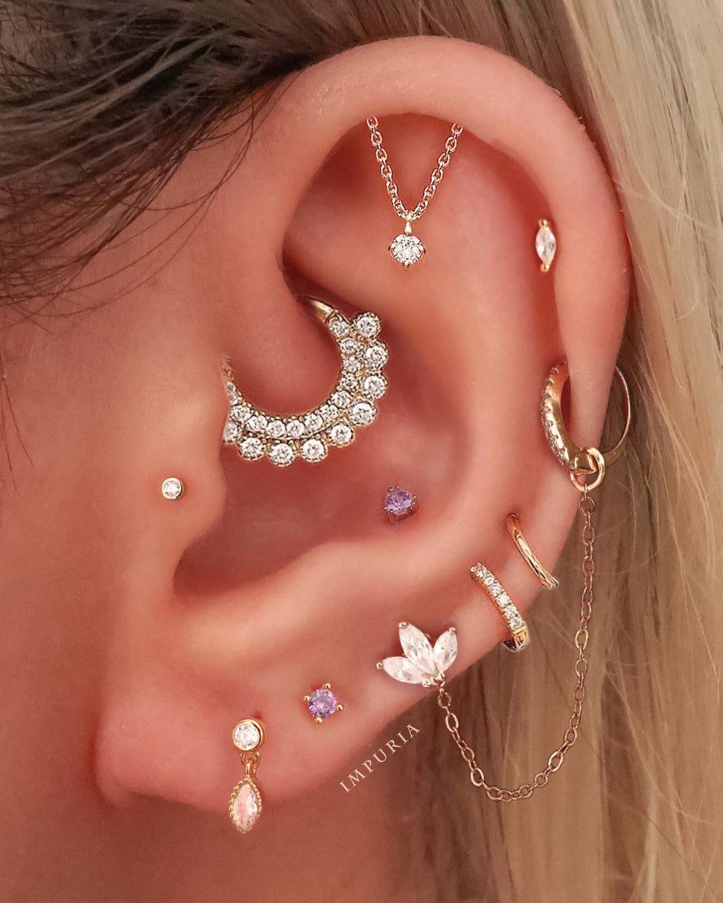 Absolute Hidden Helix Flat Back Stud Earring