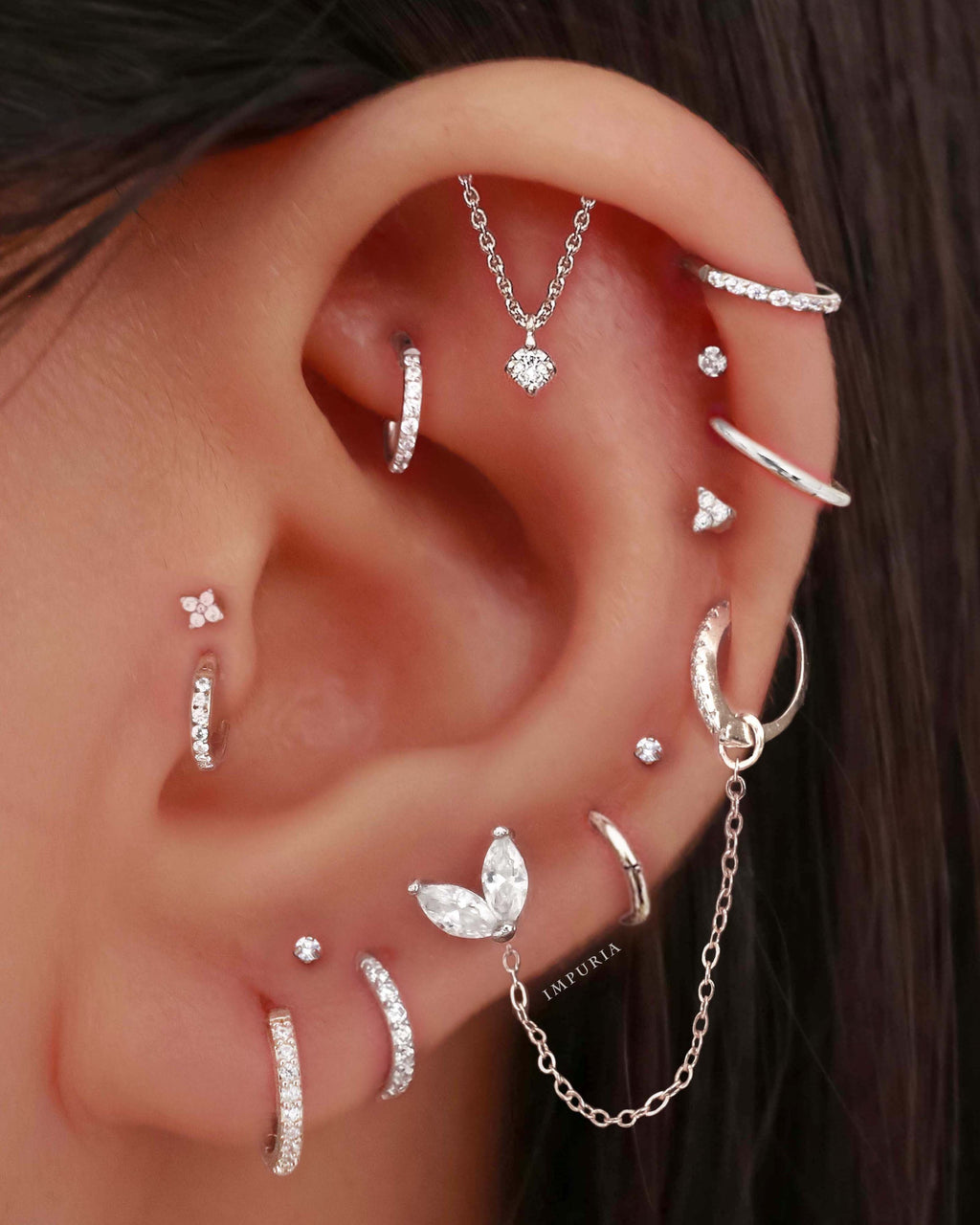 Absolute Hidden Helix Flat Back Stud Earring